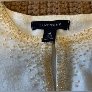 Lands' End Ivory Sweater with Gold Embellishments